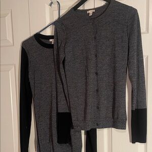 Wool Gray and Black Cardigan Set